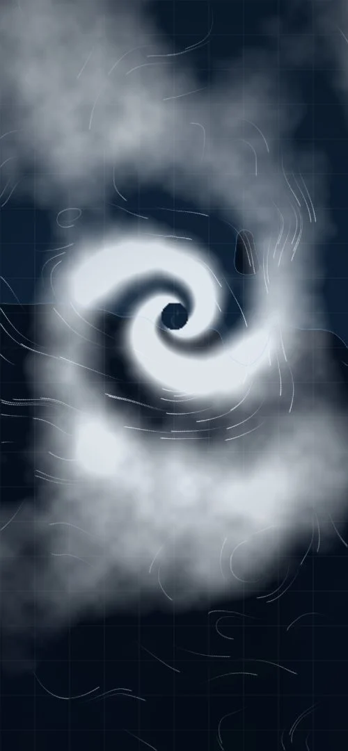 Weather map combining temperature, rainfall and wind layers