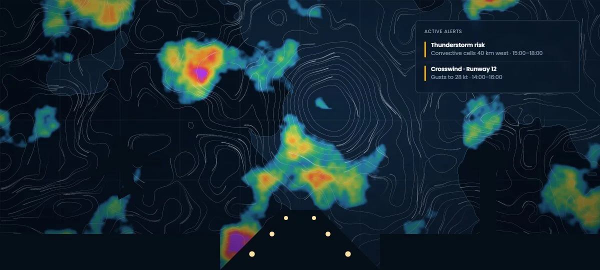 Thunderstorm and crosswind alerts for an airport
