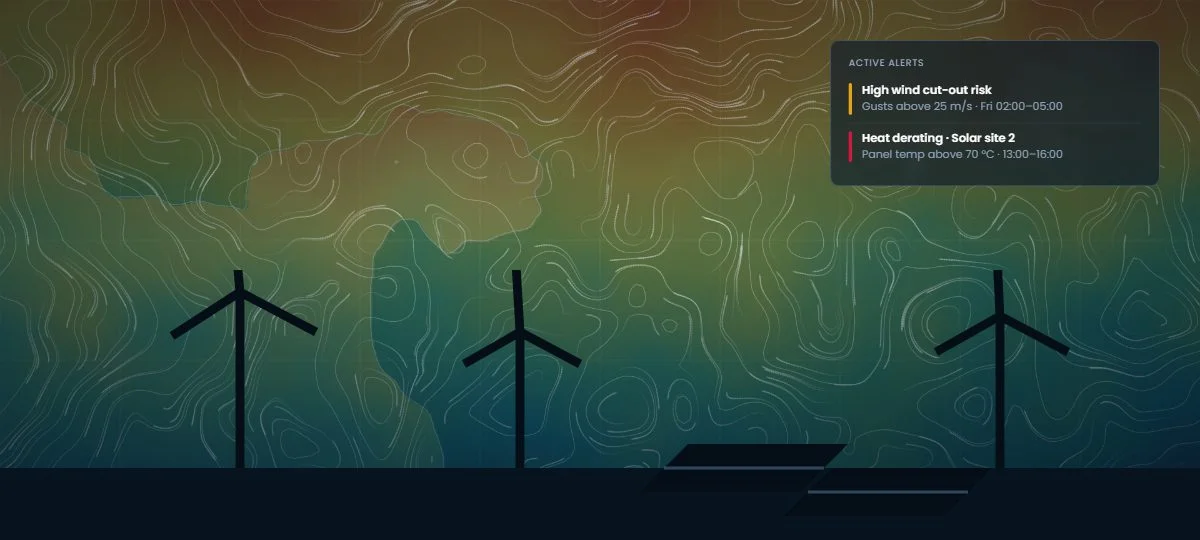 Extreme weather alerts for wind and solar sites
