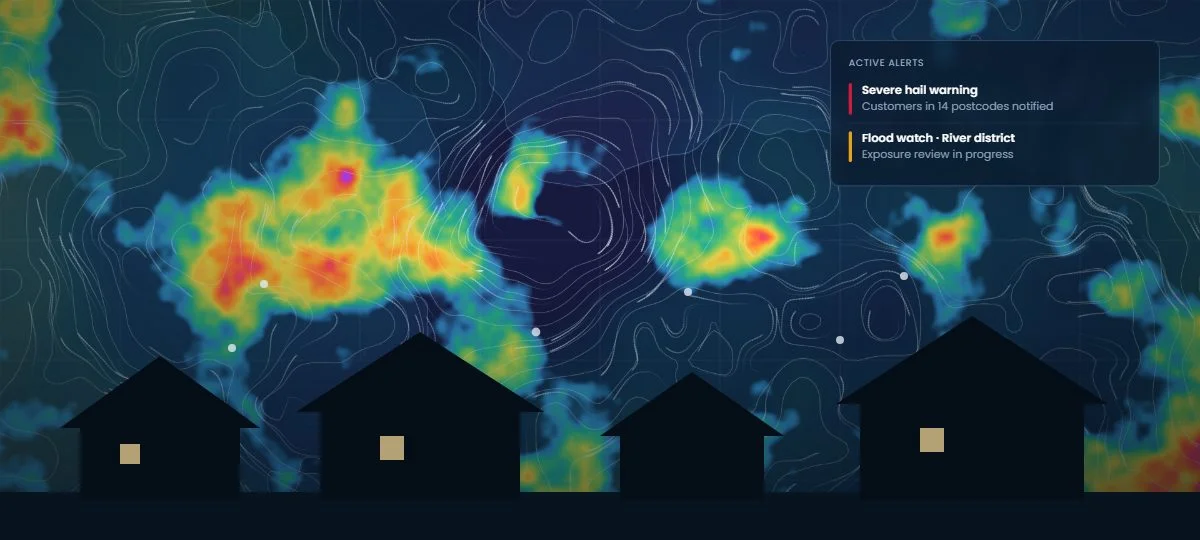 Customer alerts and claims weather data for a storm event