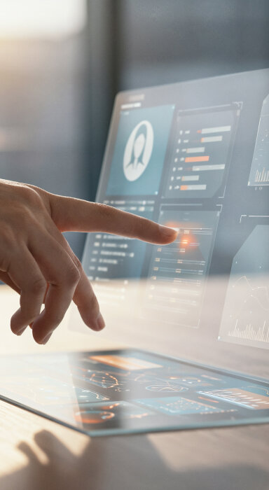 Illustration of a woman standing next to a laptop with a secure login screen and a locked folder icon.