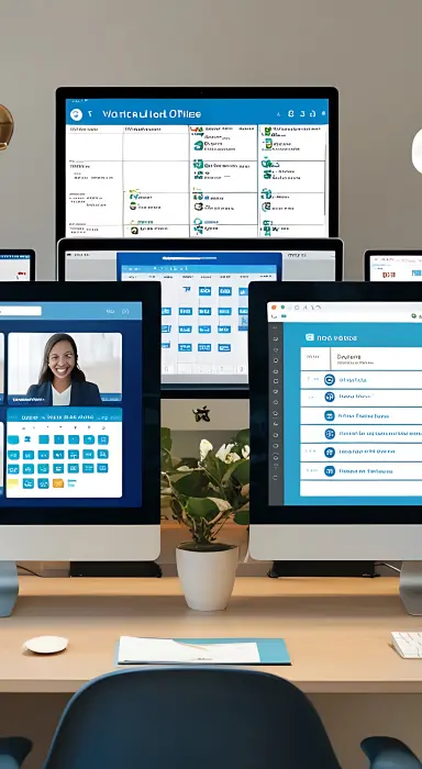 Illustration of a person sitting on a stool, working on a laptop with a to-do list and checkboxes in the background.