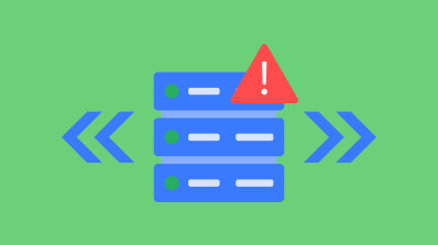 Three server units with an exclamation mark warning symbol indicating an error.