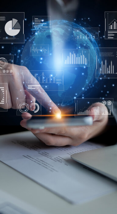 Isometric graphic representing a SaaS cloud software network with security and data analytics.