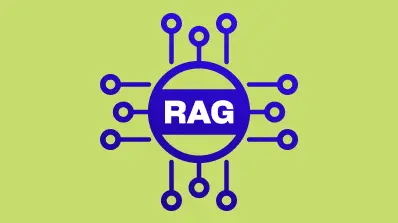 A bold blue icon with the acronym 'RAG' inside a circle, featuring circuit-like lines extending outward to represent an interconnected technology network.