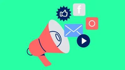 A laptop graphic displays an ecommerce website with icons symbolizing SEO and conversion rate optimization. It represents agency services for improving online store performance.