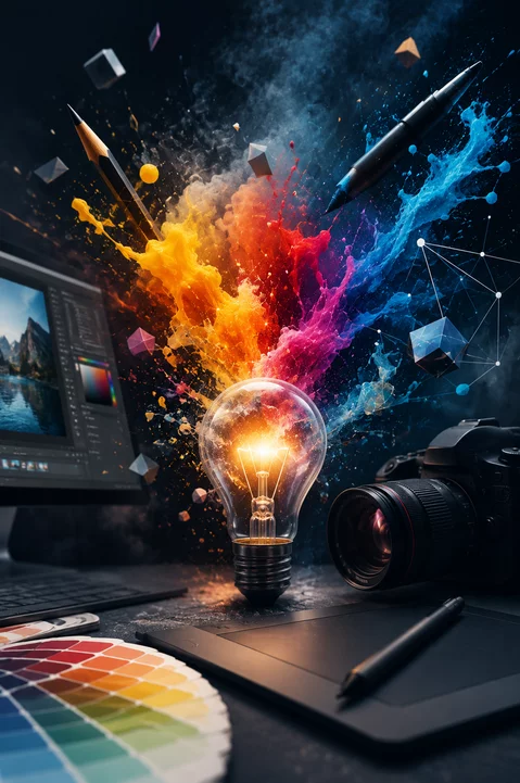 Creative and analytical sides of the brain, symbolizing the blend of creativity and strategy in the digital marketing service's creative services