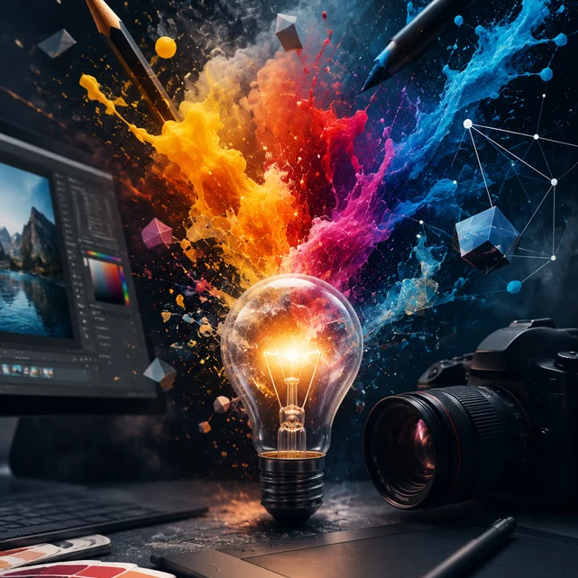 Creative and analytical sides of the brain, symbolizing the blend of creativity and strategy in the digital marketing service's creative services