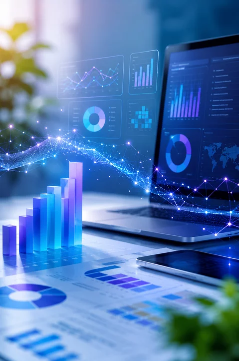Illustration showing data strategy, engineering, business intelligence, automation, and governance, leading to enterprise collaboration between business leaders and IT professionals.