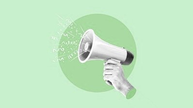 Creative services firm showcasing a go-to-market strategy through a megaphone symbolizing product launch and impactful communication