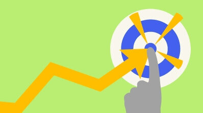 Arrow pointing towards a target, symbolizing success, representing web design and development services for personalized websites