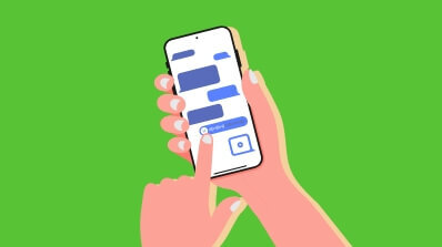 User interacting with a mobile chat interface, showcasing website design and development services for mobile-first eCommerce experiences