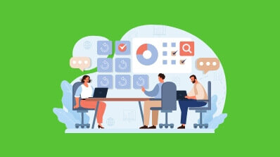 Team collaborating on visual merchandising strategies, showcasing web design and development solutions for optimizing eCommerce portals