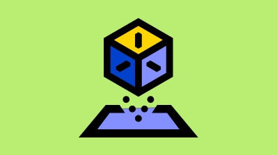 Icon representing PIM Implementation Services with a cube dispersing data, symbolizing Pimcore digital asset management for efficient content handling