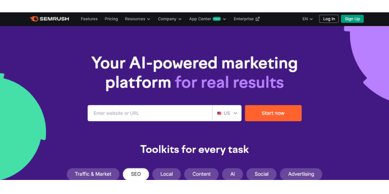 SEMRUSH Homepage