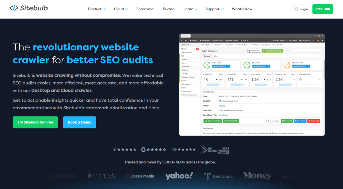 Site Bulb Homepage screenshot