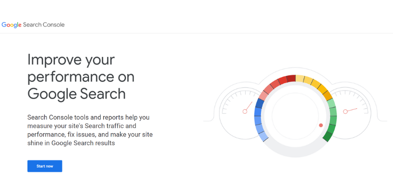 Google Search Console homepage showing performance tracking tools
