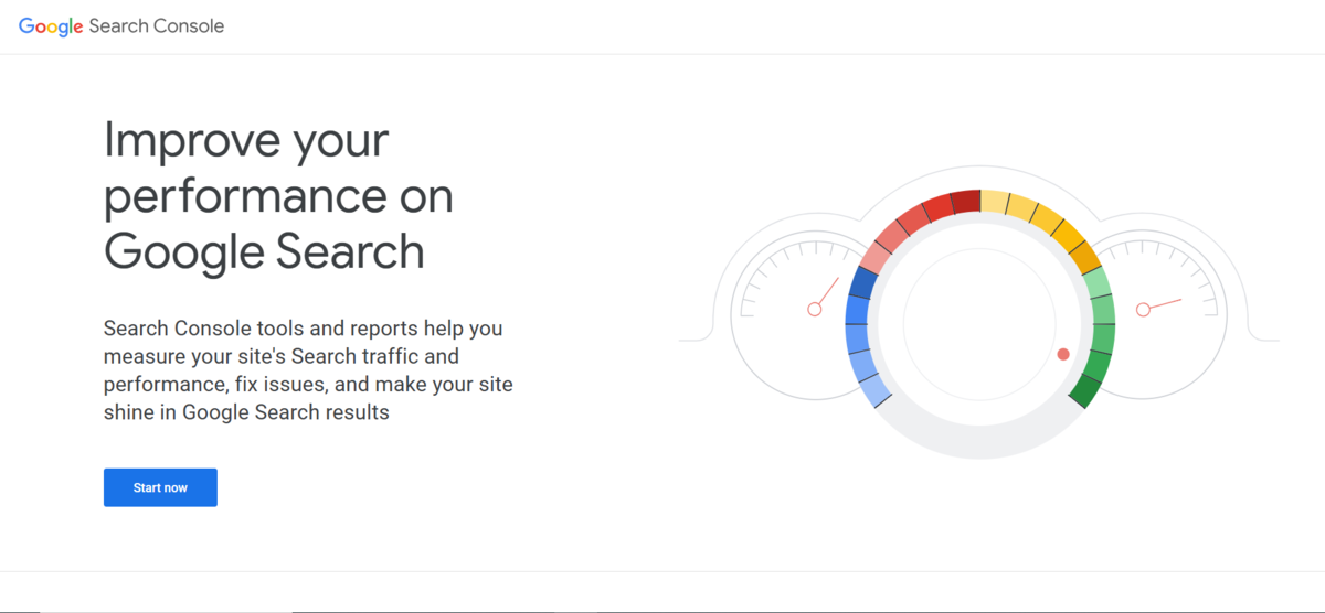 image showing Google Search Console homepage