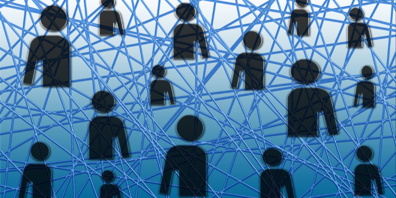 Image showing business professionals networking and acquiring clients.