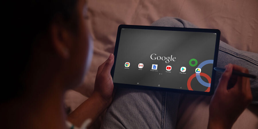 A person browsing the web on a mobile device using Google Chrome.